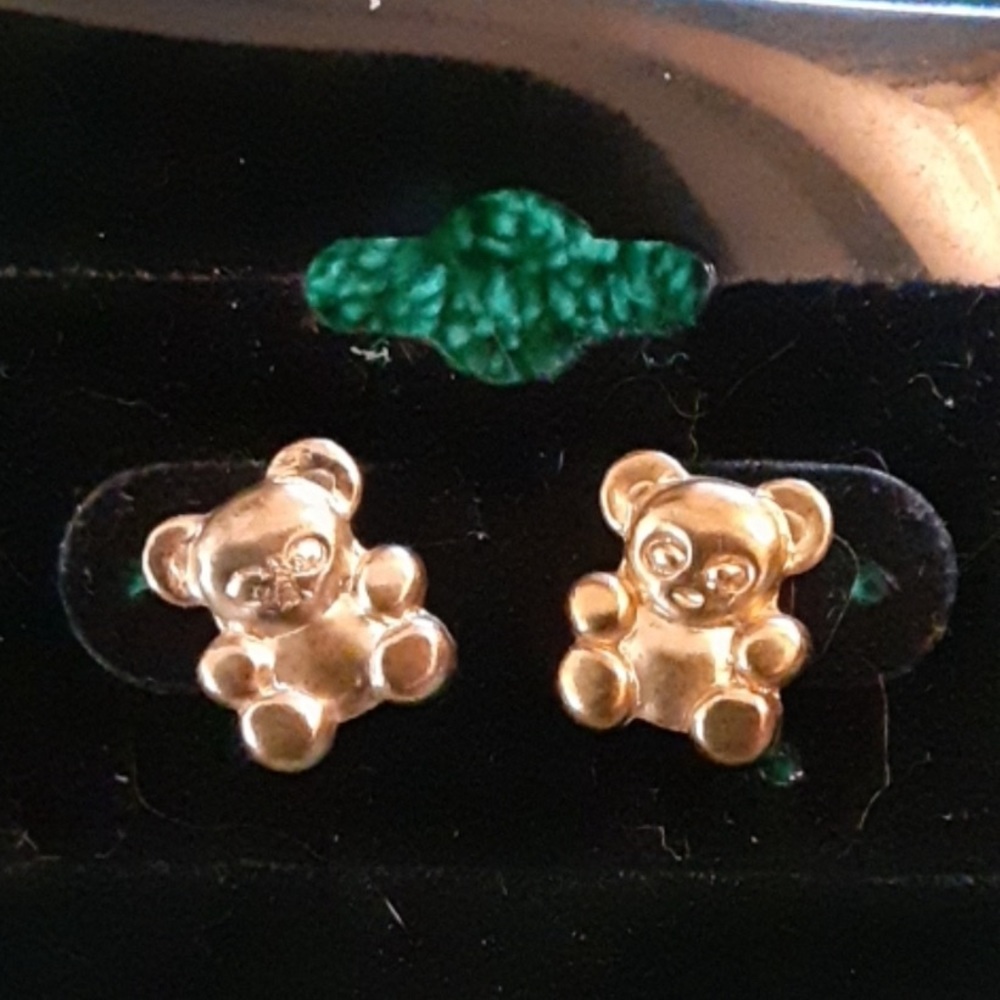 🌹Goldtone teaddy bear earrings